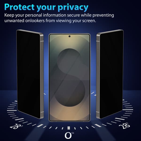 2-Pack Samsung S25 Ultra Privacy Screen Protector & 2-Pack Lens Protector - Tempered Glass 9H - Super Quality 3D