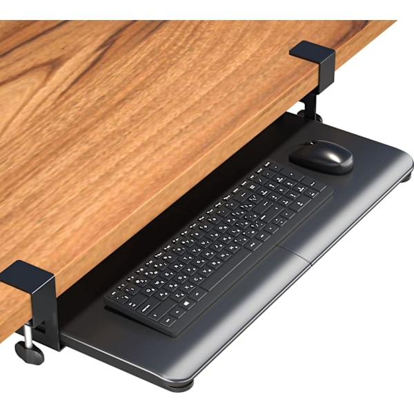 QU*BONTEC Utdragbar Tangentbordslåda för Skrivbord, 650x300 mm, Ergonomisk Tangentbordshylla med C-Klämma, Perfekt för Hem och Kontor