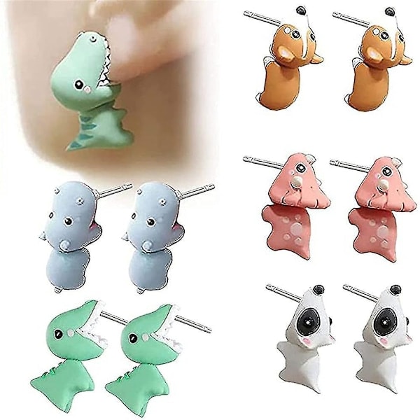 [QD] Søte 3D Leire Dinosaur Øredobber Sett med 3