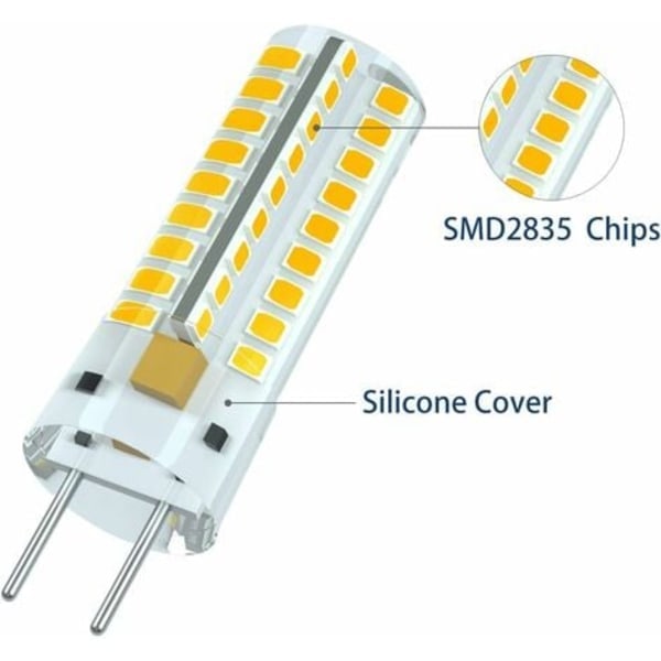 QU/GY6.35 LED-pære, LED G6.35 12V, 7W halogenpære tilsvarende 50W, varmhvit 3000K, 360° strålevinkel, for skapbelysning, ikke dimbar (2 stk)