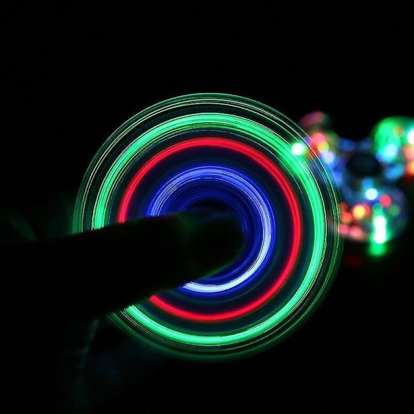 Genomskinlig snurrande glöd för glödande fingertoppar i mörka stress relief leksaker för barn