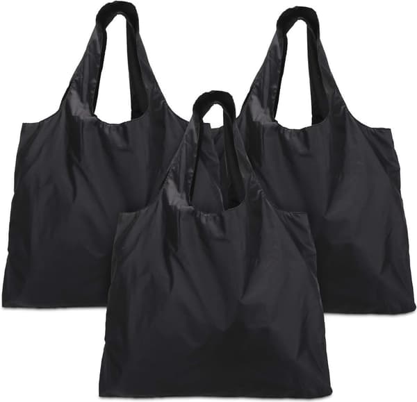 Sammenleggbar handlepose, 3-pakning, 30L, gjenbrukbar, stor totebag, maskinvaskbar