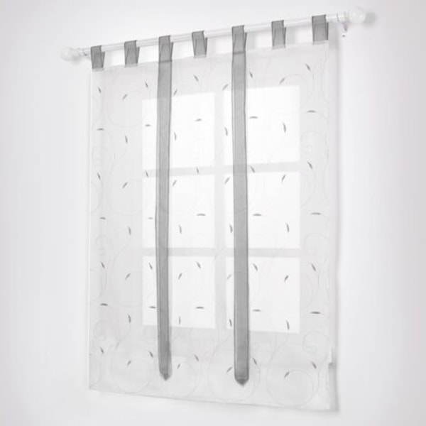 QQU-Vindue Broderi Romerske Gardiner Tynde Gardiner Dekoration til Soveværelse Altan Køkken, Grå, 80cmx140cm