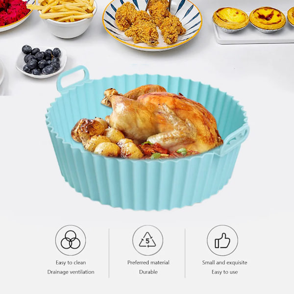 QU.Air Fryer Pan Silikonkorg Airfryer Ugn Bakplåt Återanvändbar Airfryer Gryta Pan Liner Form Pizza Friterad Kyckling Bakverktyg