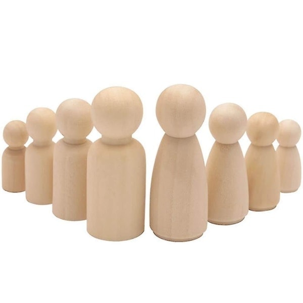 \"QD\" Trefigurer, 50 stk DIY Trefigurer Dukker, Humanoide Dukker Barneleker Mannlige og Kvinnelige Dukkeleker Håndverk Kunst & Håndverk, 4 Størrelser