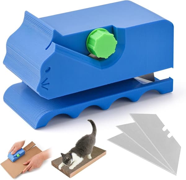 Kartonfræser, justerbar præcisionsplastfræser til gør-det-selv kradsetræsmøbler til katte, blå 10 x 5,8 x 5 cm