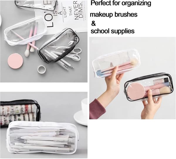 4-pack Transparenta Kosmetikväskor med Dragkedja, PVC, för Toalettartiklar/Konstmaterial