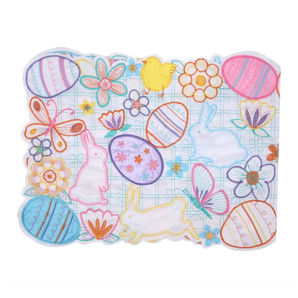 Easter Bunny Egg Embroidery Pattern Table Mat Placemat Decoration 34x88cm 13.4x34.6in