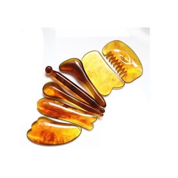 Gua sha-skrapa - Skrapmassage-set med 7 delar