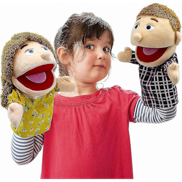 \"QD\" Familiehånddukker 28-33 cm, dukker til børns rollespil familiemedlemmer 30 cm multietniske dukker