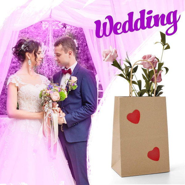 QD-50 stk. Partyposer Kraft Gavepose 20.3X 11X 27cm Brun Shopping Papirpose med Tvinnede Håndtak for Festgave (Gul)
