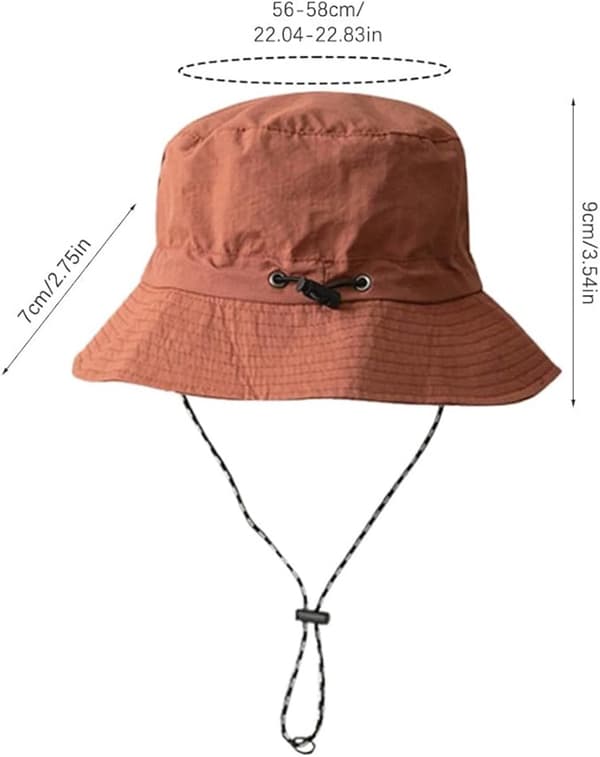 Vikbar solhatt för kvinnor, regntålig snabbtorkande polyester, UPF 50+ skydd, för resor, tegelröd, 56-58 cm