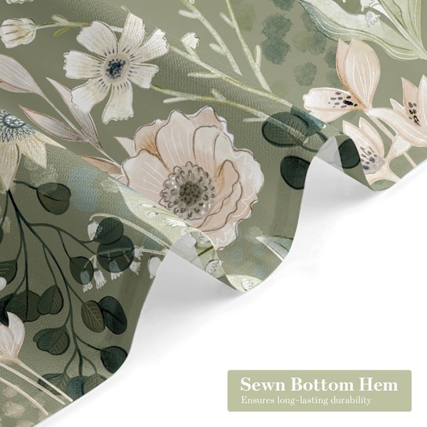 Grönt Blommigt Duschdraperi, Sommarväxtblad Tyg Duschdraperier för Chic Elegant Badrumsinredning, Modern Ab_GOD