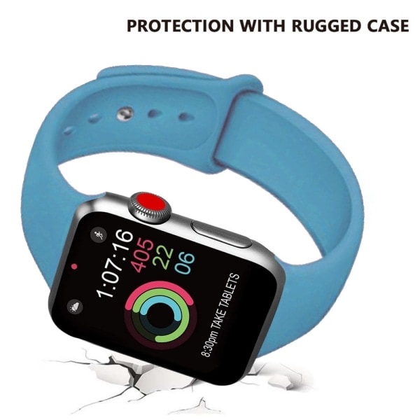 [QD] Sportband kompatibelt med klokke 42-44 mm, mykt silikon erstatningsbånd, sportband kompatibelt med iWatch Series 5/4/3/2/1, S/M, M/L-blå
