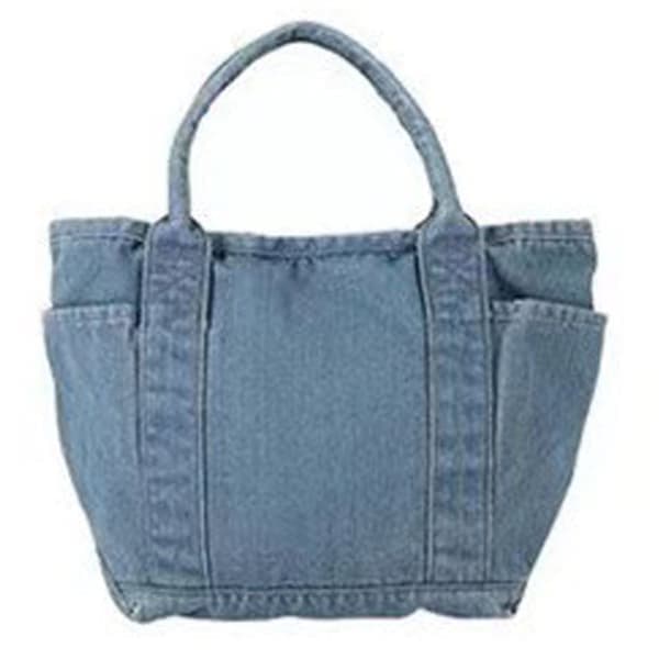 Tecknad broderad jeansväska - Ljusblå Casual Tote