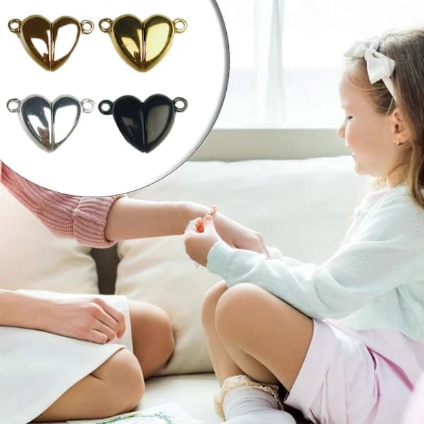 QD-Rustfrit hjerteformet magnetlås til smykker, nem installation, rustfrit stål, charme-stik til armbånd, kæder og vedhæng, stålfave