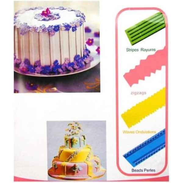 Fondant Ribbon Cutter Strip Prägling Roller Set Sweet Cake Decorating Craft