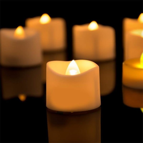 Flimrende flammeløse lys med timer, langtidsholdbare fyrfadslys med timer, falske elektriske batterilys til bordet C_qudddd