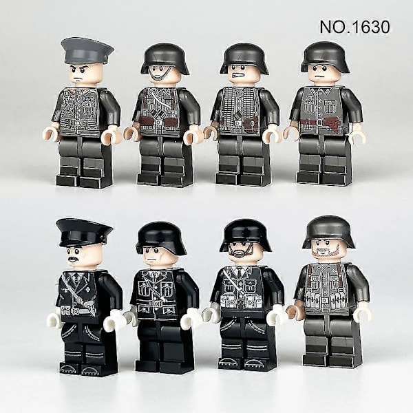 QU/8 stk Militær Montering Leker Tyske Soldater Monterte Minifigurer