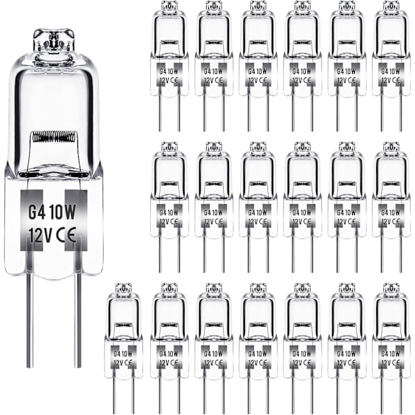 [QD] G4 halogenpærer 10W 12V - Varm hvid - 20-pak 10W 20 stk i 20 stk 20 stk 20 stk 10W