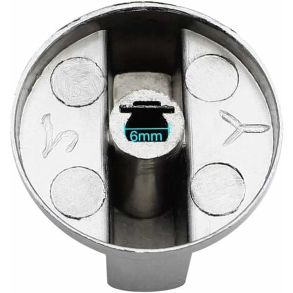 QQU-Parts Universelle Metall Kontrollknapper Gasskomfyrknapp 6mm universelle kontrollknapper komfyrknapp for gasskomfyr komfyr ovn platetopp