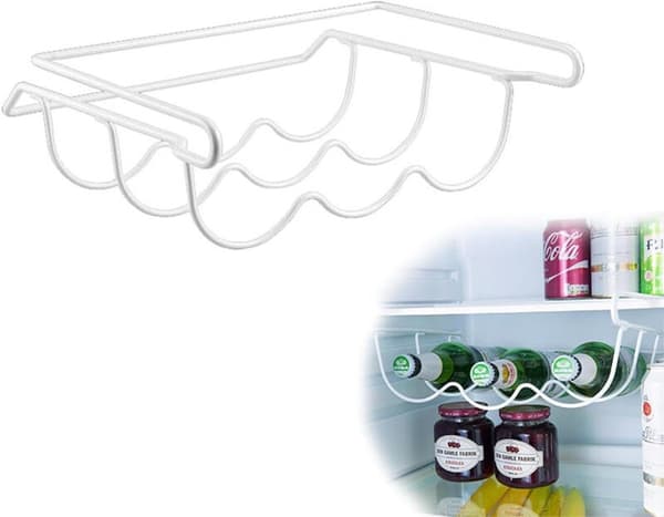 1-Pack Universal Flaskhållare för Kylskåp, 3 Flaskor, Hängs Under Kylskåpshyllan