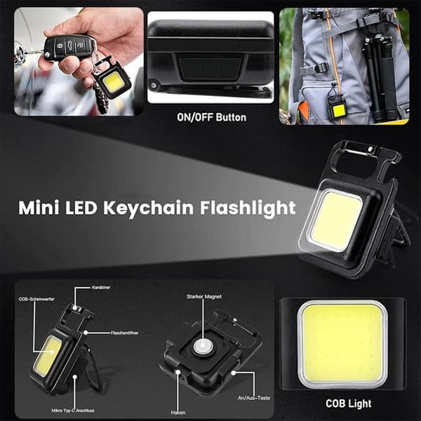 2-pack Mini Portable Lamp, Small Rechargeable Lamp 800 Lumen COB Mini Flashlight with 4 Light Modes Work Light, Waterproof