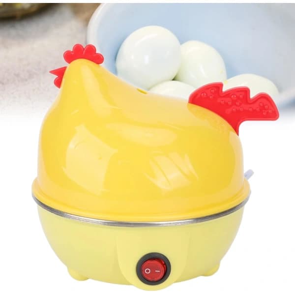 Rask eggkoker (15,6x15,6*16cm), 7 egg kapasitet Multifunksjonell elektrisk eggkoker Kyllingform Fa