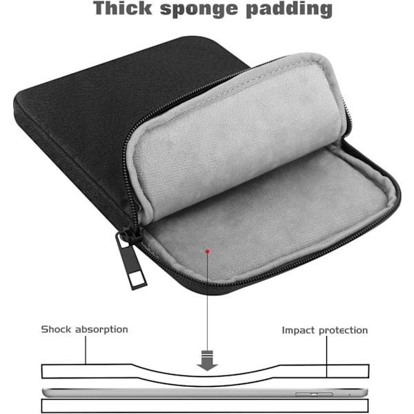 [QD] Tabletväska för 9-11 tum, passar nya 11 tum iPad Pro M4/iPad Air M2 2024, iPad Air 5/4/3 10.9 \"/10.5 \", iPad Pro Svart