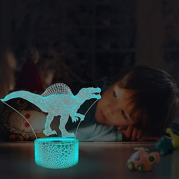 Dinosaur 3D Nattlampe Spinosaurus Illusjon LED Sengelampe 16