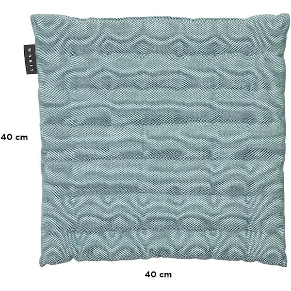 QU*LINUM PEPPER sittdyna 40x40 cm, 100% Bomull, Maskintvätt, Mörkgrå Turkos