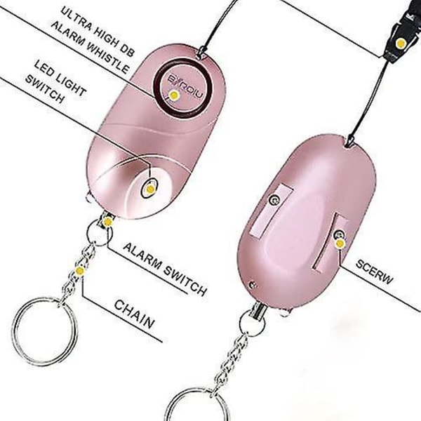 2 taskulamppuhälytintä, 140 desibelin henkilökohtainen hätähälytin LED-valoilla