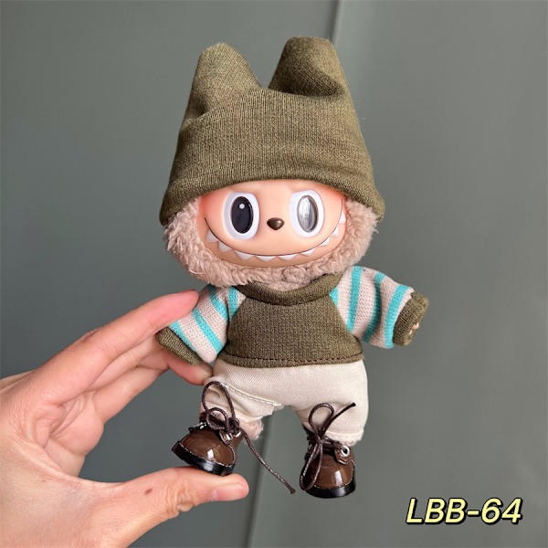 17 cm Generation Blind Box Labubu -nuken vaatteet, sarjakuvatyylinen Labubu-riipus, vaihto-urheilu- ja vapaa-ajanpuku, vain vaatteet Lbb-64