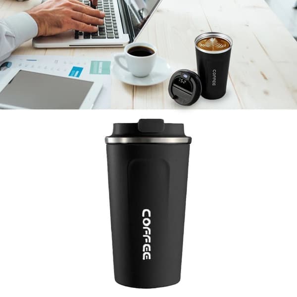 Smart Bærbar 304 Rustfri Stål Isolert Kaffekopp - Svart 380ml
