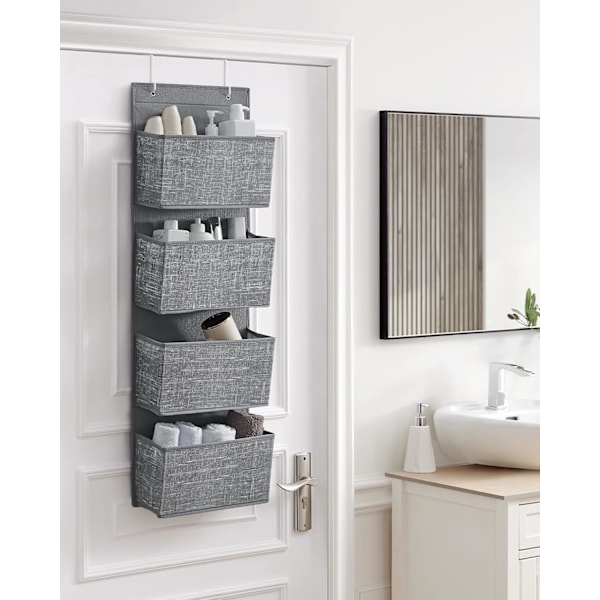 QU*SONGMICS Hængeorganisator Hængende Opbevaring Hængehylde med 4 lommer Dør Soveværelse Kontorgarderobe 33,5 x 12 x 100 cm Lysegrå RDH004G11