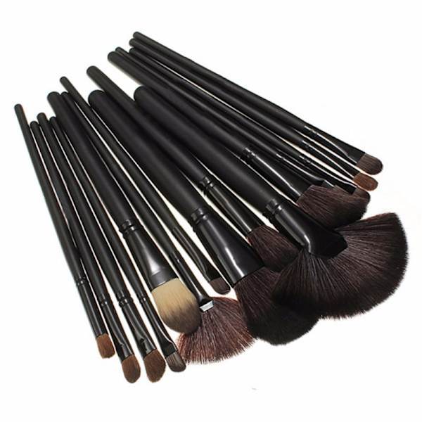 24-pack Makeup Brushes / Makeup Brushes in Leather Case Svart black
