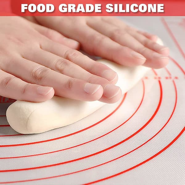 Silikon Bakeunderlag Non-Stick Sklisikkert med Mål for Fondant, Kjeks, Pizzadeig 80 x 60 cm