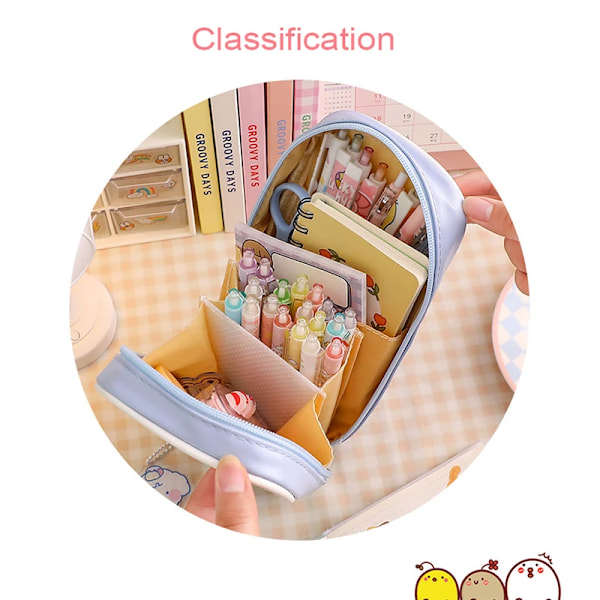 Kawaii Transparent Pennfodral Stor Kapacitet Vattentät Pennväska Söt Studentlåda för Flickor Skolmaterial Kontorsmaterial Present
