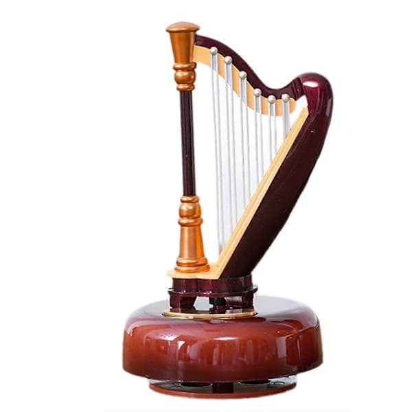 Roterende spilledåse ornament i litterær og klassisk stil Harpe