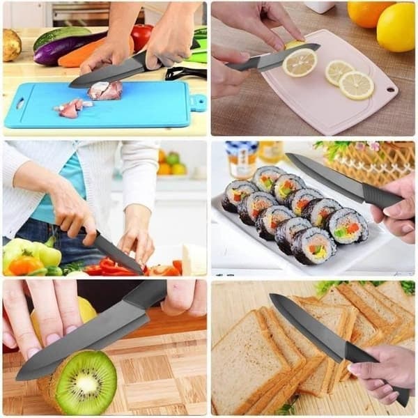 /QD/ 5 st/set Keramisk kniv, köksknivset Kockknivar för att skära frukt grönsaker kött svart
