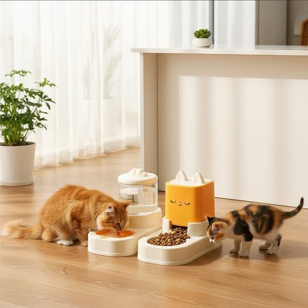Automatisk kæledyrsfoder- og vanddispenser sæt, 2200 ml foderautomat & 1800 ml vanddispenser, til katte og hunde