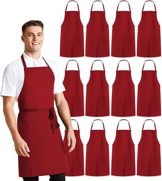 Kitchen Apron For Men & Women - 100% Polyester With Extra Long Ties