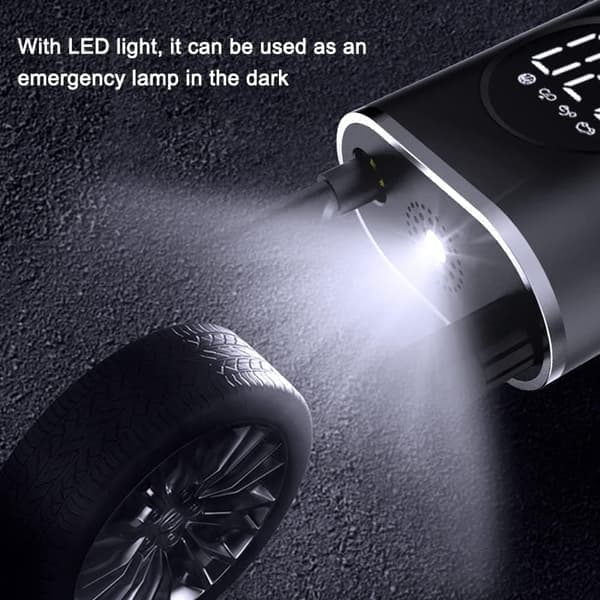 Däckpump Bärbar luftkompressor, Max 150 PSI elektrisk luftpump med Auto-Stop Design, Smart luftpump med LED-ljus, sladdlös däckpump