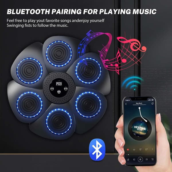 Smart Bluetooth Boksesekk med Hansker - 9 Hastigheter & Nedtellingsmoduser for Veggmontering[JUN]