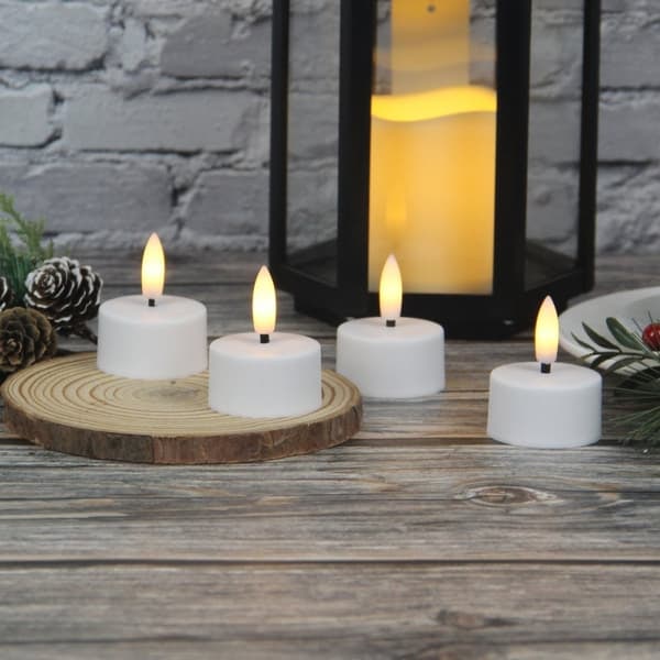 Rechargeable LED Tea Lights with Remote Control - Set of 4 Lights and Charging Station_qq