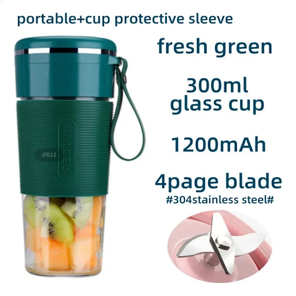 QU.Portabel Juicepress USB Uppladdningsbar Trådlös Mini Smoothie Blender Mixer Fruktjuice Maker Elektrisk Juicepress Maskin Glas Kopp 250325