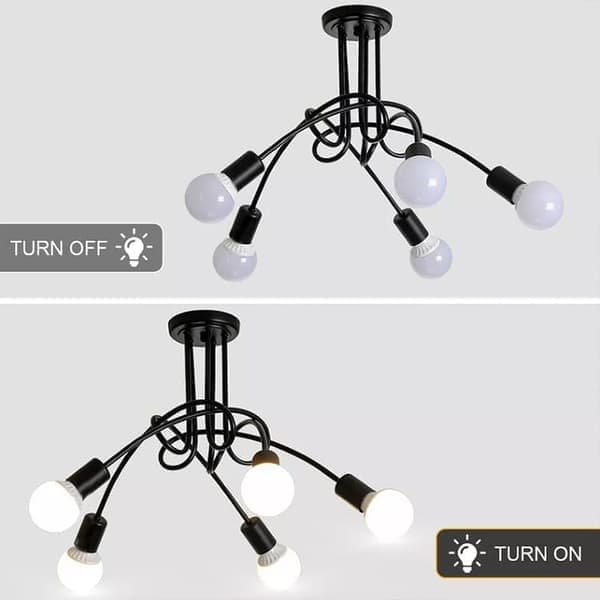 5-armet loftlampe, moderne loftlamper/lamper, E27-fatning