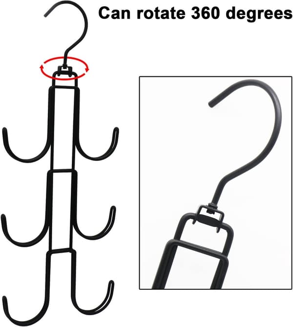 Väskkrokar, 2-pack (12 krokar totalt), roterande, platsbesparande, för väskor/hattar