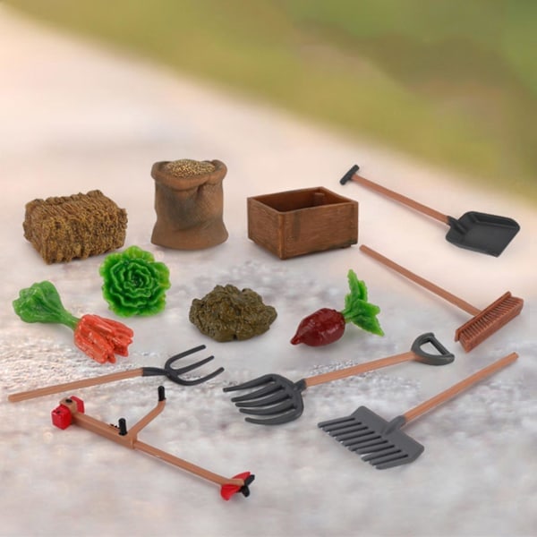 7/13 stk Miniatyrleker Simuleringsutdanning PVC Hageverktøy Modellleke for Barn