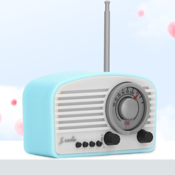 QU/Dockhus Mini Radio Modell Vintage Söt Dekoration Realistisk Dockhus Radio Modell Leksak för Barn Himmel Blå